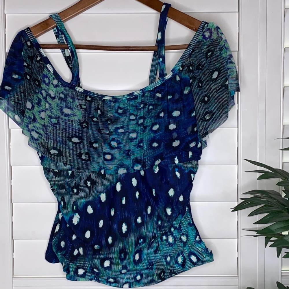 NWOT St. Tropez Leopard Print 4-in-1 Swim Top - Picture 2 of 6
